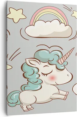Produktbild von Bild auf Leinwand - Leinwandbild - Einteilig - Wolke Tapete Einhorn Ballon - 70x100cm - Wand Bild - Wanddeko - Wandbilder - Leinwanddruck - Wanddekoration - Leinwand bilder - Wandbild - PA70x100-2859