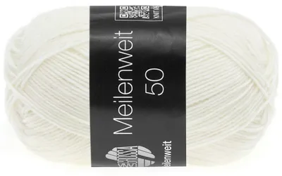 Produktbild von Lana Grossa MEILENWEIT 50 g UNI 4-fach Sockenwolle mit 80 % Schurwolle 210 m Farbe 1101 - Weiß