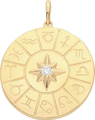 Produktbild von Edler 9 Karat (375) Gold Kompass Damen - Anhänger mit Zirkonia - 27mm*22mm; TRS34507