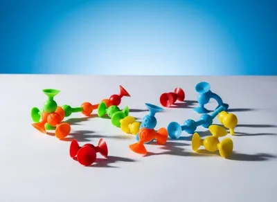 Produktbild von Silikon-Bausteine mit Saugnäpfen 35-tlg. Buntes Konstruktionsspielzeug
