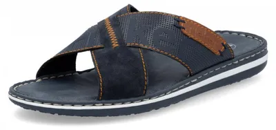 Produktbild von Rieker Herren Pantolette mit gekreuzten Riemen Weite G 21098, Größe:46 EU, Farbe:Blau
