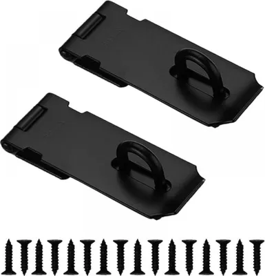 Produktbild von Stück Türriegel-Haspenverschluss mit Schrauben, Edelstahl-Hochleistungsriegel mit mattschwarzer Oberfläche