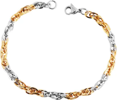 Produktbild von Akzent Kettenarmband aus Edelstahl in Bicolor mit IP Gold-Beschichtung