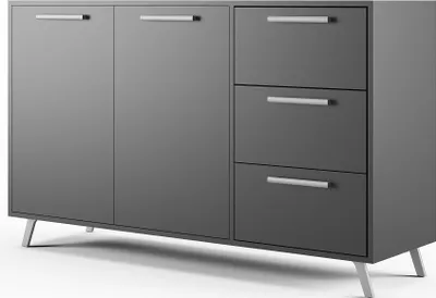 Produktbild von Furniture24 Kommode Bali mit 3 Schubladen 2 Türen Sideboard Schubladenschrank Graphite