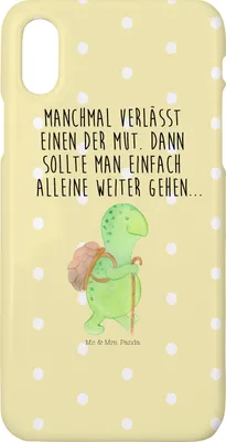 Produktbild von Mr. & Mrs. Panda Iphone 10 Handyhülle Schildkröte Wanderer - Gelb Pastell - Geschenk, Hülle, X, Motivationssprüche, Handy, Schildkröten, Mut, Motivationsspruch, Cover