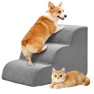 Image de Escalier pour chiens avec 3 marches, idéal pour les petits animaux et les chats, imperméable et antidérapant