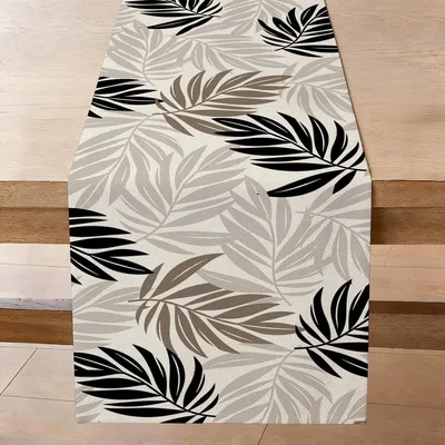 Immagine prodotto di Runner da tavolo con foglie marroni, 40x140 cm, in poliestere, lavabile, stile rustico, decorazione