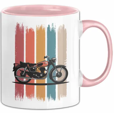 Produktbild von Retro Motorrad Tasse Geschenk Lustige Geschenkidee Spruch (Rosa)