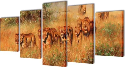 Produktbild von Bilder Dekoration Set Löwen 100 x 50 cm