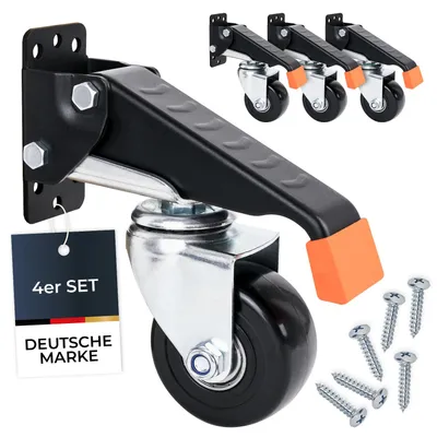 Produktbild von Schwerlastrollen absenkbar, 4 Stück, 65 mm, bis 300 kg, HMF 6750, Schwarz