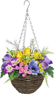 Image de Fleurs artificielles suspendues, 55 cm, pour la décoration intérieure et extérieure