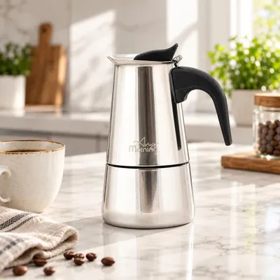 Zdjęcie produktu dla Ekspres do kawy Any Morning, stal nierdzewna, model Moka, pojemność 300 ml, podstawa indukcyjna, ekspres do espresso na 6 filiżanek