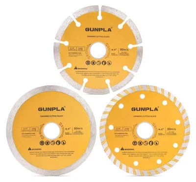 Image de Jeu de 3 disques de coupe diamant de 115 mm de diamètre, avec un alésage de 22,23 mm, pour découper des carreaux, du béton et du granit