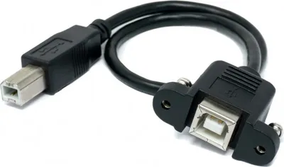 Produktbild von SYSTEM-S USB 2.0 Kabel 30 cm Typ B Stecker zu Buchse mit Schraube in Schwarz