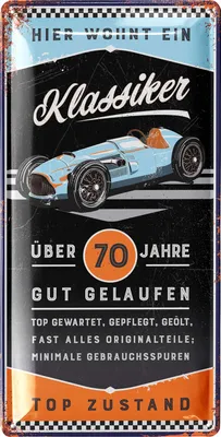 Produktbild von Retro Blechschild 70 Geburtstag Schild, 70 JAHRE KLASSIKER, Alternative zur Geburtstagskarte 70, witziges Geschenk 70 Geburtstag Mann