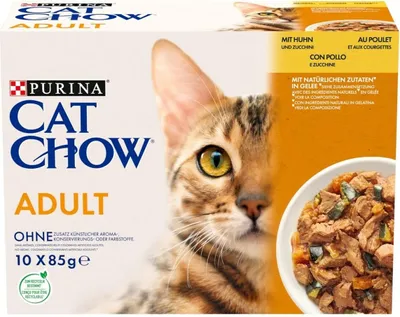 Obrázok produktu pre Purina Cat Chow mokré krmivo pre mačky s kuracím mäsom a cuketou – 10 x 85 g