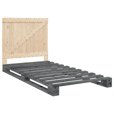 Image de Cadre de lit sans matelas gris 100x200 cm bois massif de pin