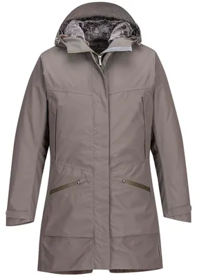 Produktbild von Blue Wave Damen Funktionsparka Funktionsmantel Kalinka - Funktionsjacke mit Fellimitat gefütterte Kapuze in Schilf Größe 46
