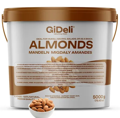 Produktbild von Mandeln 5kg Naturbelassen Ungesalzen Rohkost Qualität Ganze Kerne Vegan GiDeli