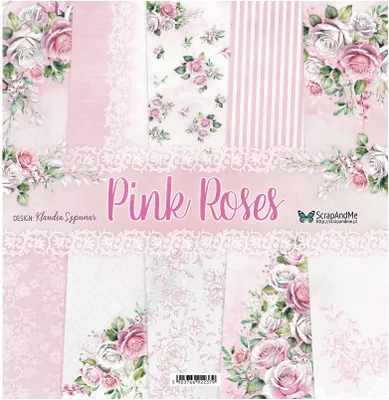 Image de Lot de 6 feuilles 30x30 de papier scrapbooking double face - ScrapAndMe - Pink Roses