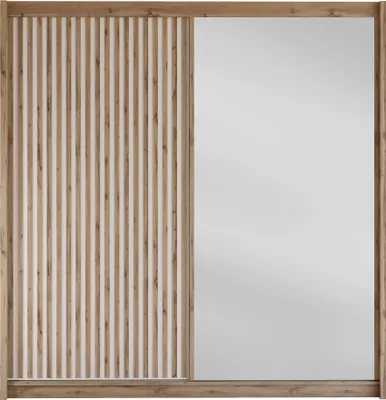 Produktbild von MIRJAN24 Kleiderschrank London 203 L, Schlafzimmer, Schiebetüren, mit Kleiderstange, Modern, Garderobenschrank (Farbe: Wotan Eiche / Wotan Eiche + Weiß)