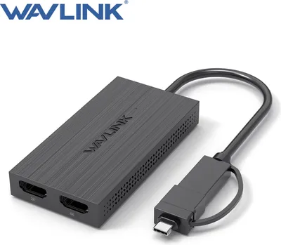 Produktbild von WAVLINK USB zu Dual HDMI-Kompatibel Konverter 4K/60Hz Typ-C zu HDMI-Kompatibel Splitter fš¹r Dual Monitore Kompatibel mit MacOS/Windows
