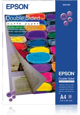 Produktbild von Epson Double-Sided Matte Paper - A4 - 50 Blätter, Matt, 178 g/m², A4, Weiß, 50 Blätter, Epson Stylus Color 600, Epson Stylus Color 400, Stylus Photo 700, Stylus Color 740, Epson Stylus...
