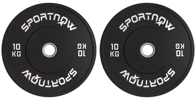 Image de SPORTNOW, lot de 2 disques d'haltères, 2 disques de 10 kg, lot de disques d'haltères noirs