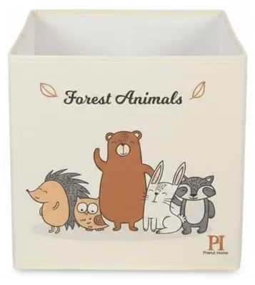 Produktbild von Prendi Home Aufbewahrungsbox 30x30x30 cm faltbar – Kinderzimmer Stoffbox Motiv Wald Tiere