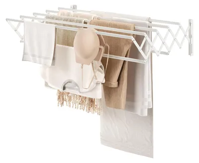 Immagine prodotto di Stendino a parete estensibile - Bianco - 42-80 cm - 7 barre - 5,6 m di lunghezza di stesura