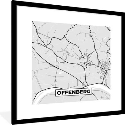 Produktbild von MuchoWow® Gerahmtes Poster Offenberg - Stadtplan - Deutschland - Karte 40x40 cm - Poster mit Schwarzem Bilderrahmen Wandposter Rahmen Foto Bilder - Poster - Plakat im Rahmen