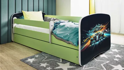 Obrázek produktu pro Dětská postel pro mládež Ethnie 70x140, 80x160, 80x180 cm - kompletní sada s matrací, zásuvkou a ochranou proti pádu