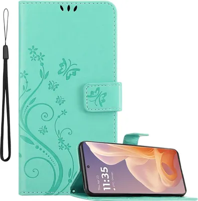 Immagine prodotto di Cadorabo cover per Motorola Moto G85 cover in FLORAL TURQUOISE cover protettiva in design floreale con chiusura magnetica, funzione stand e slot per carte Book Case Cover