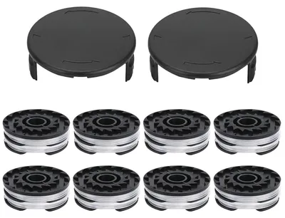 Imagen del producto de INF Kit de cubiertas de carrete compatible con Parkside cortacésped — 8 carretes + 2 cubiertas, ABS+Nylon,