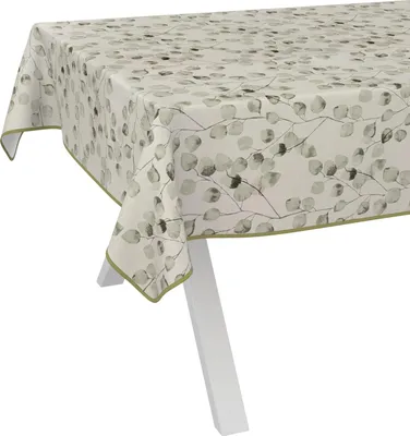 Produktbild von Tischdecke Botanisch Eukalyptus Beigegrau 100x140cm mit Band-Kante Wachstuch abwaschbar
