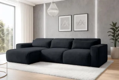 Image de AX LIVING Ensemble de salon convertible Ruyam Canapé d'angle Gris foncé G