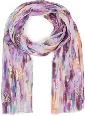 Produktbild von styleBREAKER Damen Schal mit buntem Streifen Farbverlauf Muster und Metallic Akzenten, Stola mehrfarbig gestreift 01016222