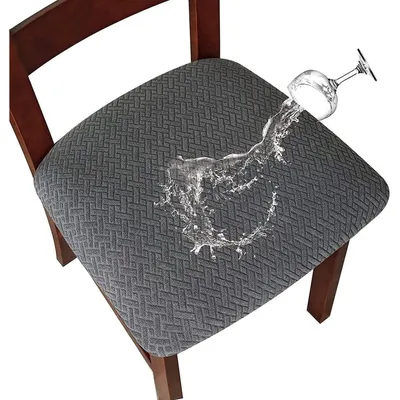 Image de Housses de chaise imperméables, lot de 4, couleur grise, amovibles, lavables, stretch, pour salle à manger
