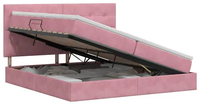 Image de vidaXL Lit de rangement avec matelas rose 200 x 200 cm velours