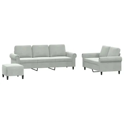 Obrázok produktu pre vidaXL 3-dielna sedacia súprava s vankúšmi Light Grey Velvet