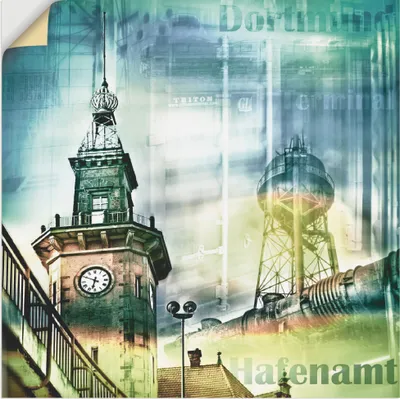 Produktbild von ARTland Wandbild, selbstklebend Dortmund Skyline Collage I Größe: 50x50 cm