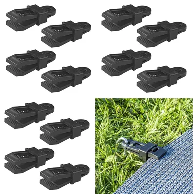 Produktbild von 12 x Zeltteppich Befestigung Vorzelt Clips für Bodenplanen Pavillion etc