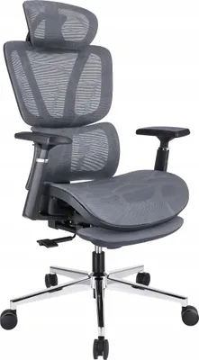 Image de JUMI NEOVA chaise de bureau ergonomique réglable pour bureau gris accoudoirs avec repose-pieds