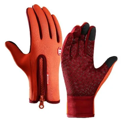 Produktbild von Winterhandschuhe Herren Damen Thermo Winddicht Touchscreen Orange XL