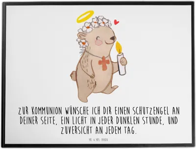 Produktbild von Mr. & Mrs. Panda schreibtischunterlage Bär Kommunion Mädchen - Weiß - Geschenk, schreibtischunterlagen, Gott, Schreibunterlage, Glauben, Unterlage Schreibtisch, Liebe
