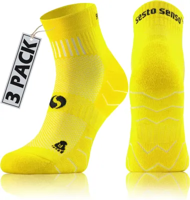 Produktbild von Sesto Senso Sportsocken – Bequeme, atmungsaktive Socken – Uni für Damen und Herren, Größe 39-42, Gelb, 3er Pack