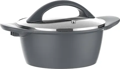 Produktbild von Schäfer Aluguss Schmortopf mit Glasdeckel,silber Ø16 1,28L Aluminium Kochtopf Antihaft Beschichtung Topf