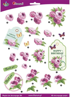 Produktbild von 3D decoupage Papier Pfingstrose Blumen Blatt