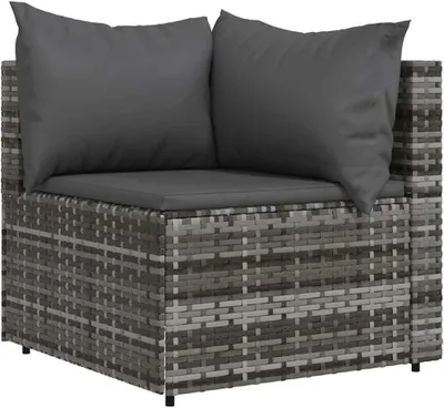 Obrázok produktu pre vidaXL Záhradná rohová pohovka s vankúšom Grey Poly Rattan