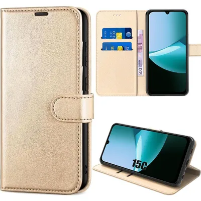 Image de Coque pour Xiaomi Redmi 15C 4G/5G, Protection Anti-Rayures Antichoc CuirPolyuréthaneDoré